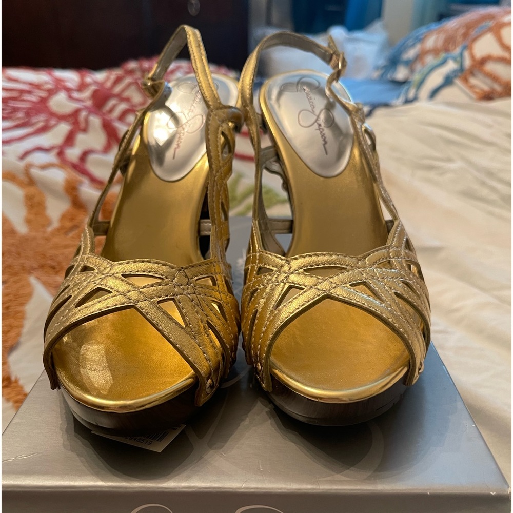Gold High Heel Sandals by Jessica Simpson Brand New in the box . Size 7.5